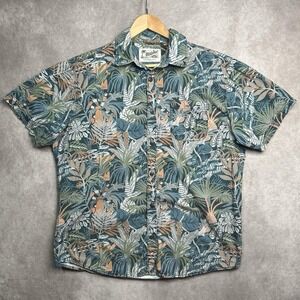 Howler Bros Button Shirt Mens Large Hawaiian Floral Jungle Snake All Over Print
